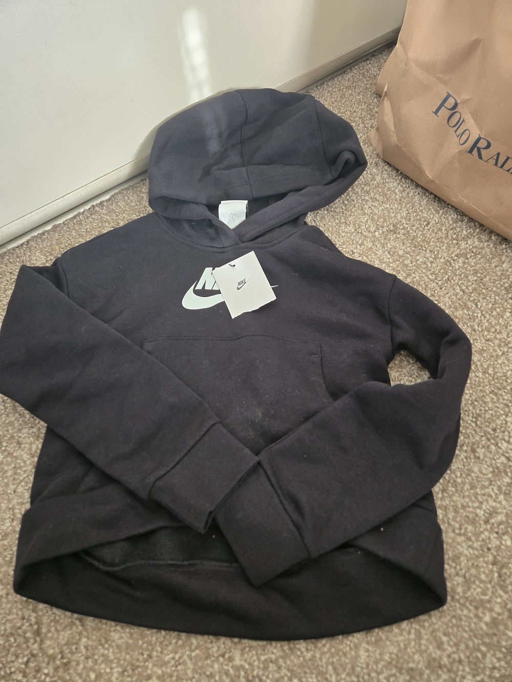 Nike Black Hoodie with White Swoosh Logo